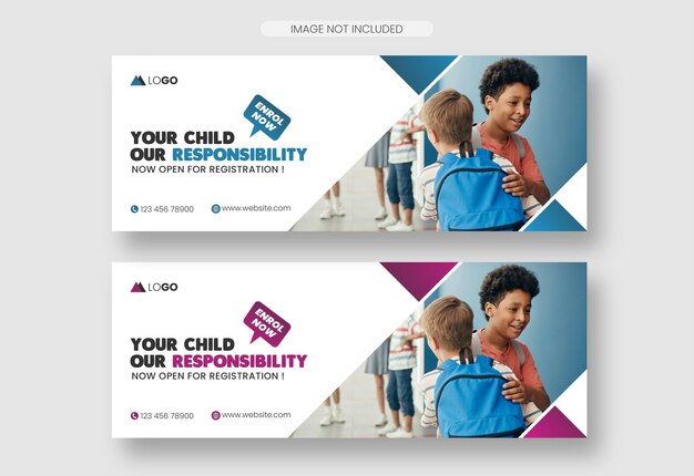 Admissão na escola design de capa do Facebook e modelo de banner de mídia social