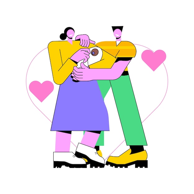 Adoção de uma ilustração vetorial de conceito abstrato de criança