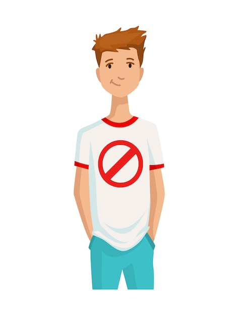 Adolescente feliz com roupas casuais. personagem isolada no fundo branco. estilo de vida da juventude. o jovem em pé e sorrindo.