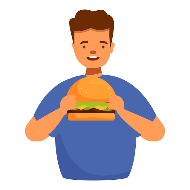Adolescente feliz segurando um hambúrguer grande e saboroso