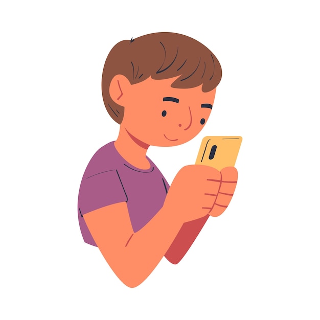 Adolescente sentado no banco de trás do carro com smartphone viajando como ilustrador vetorial de passageiros