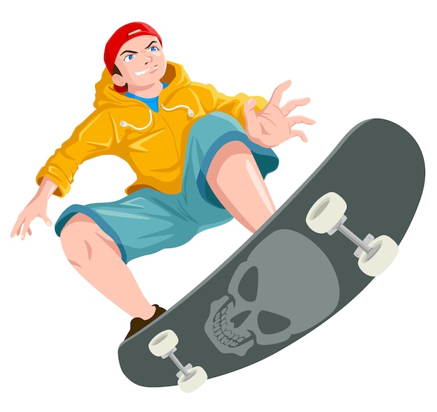 Adolescente, tocando, skateboard