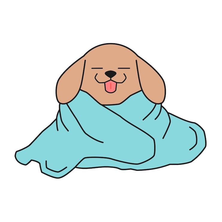 Vetor adorável cachorrinho adormecido embrulhado em cobertor ilustração