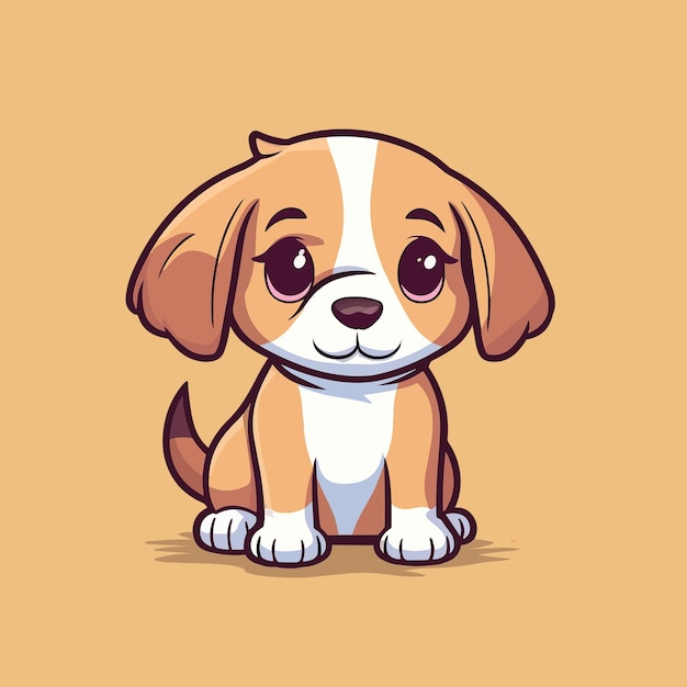 Vetor adorável cachorrinho beagle kawaii em um estilo vetorial plano minimalista perfeito para impressão por sublimação