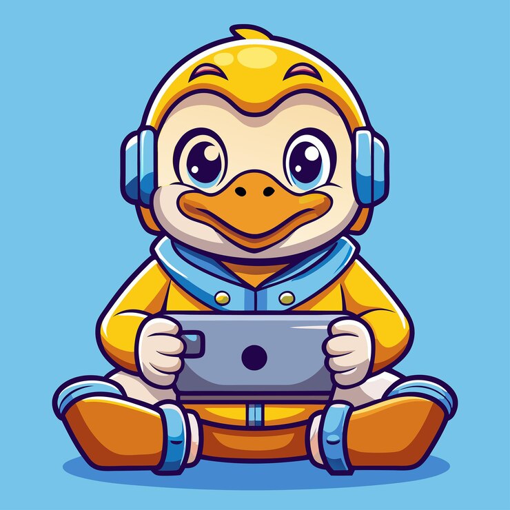 Vetor adorável desenho animado pato personagem gráfico vetorial para jogos e entretenimento