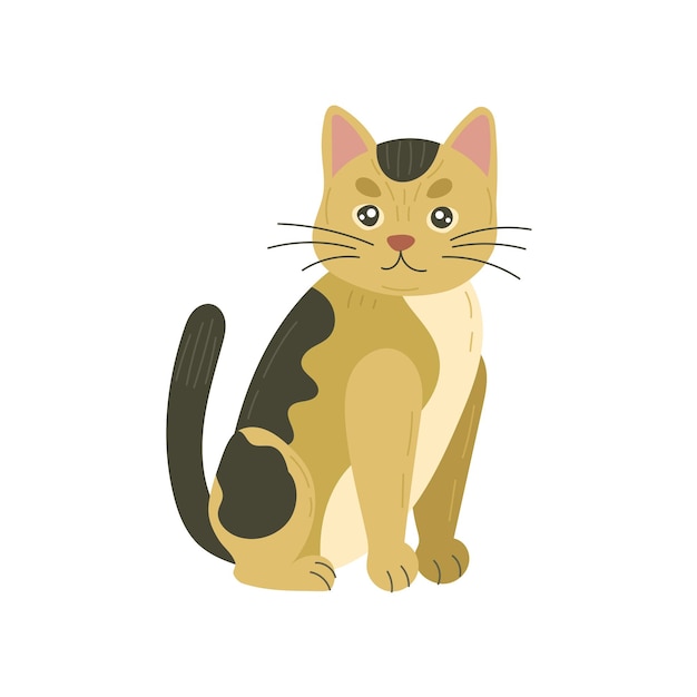 Adorável gato amarelo com marcas castanhas e rosto expressivo senta-se ereto com orelhas alertas ideal para