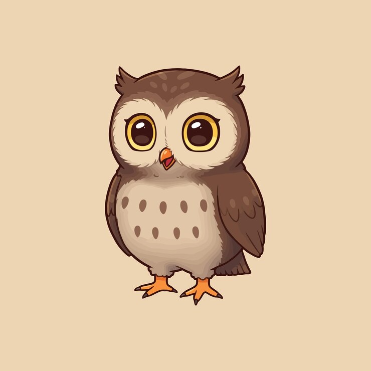 Vetor adorável ilustração de coruja de desenho animado olhos grandes pássaro bonito