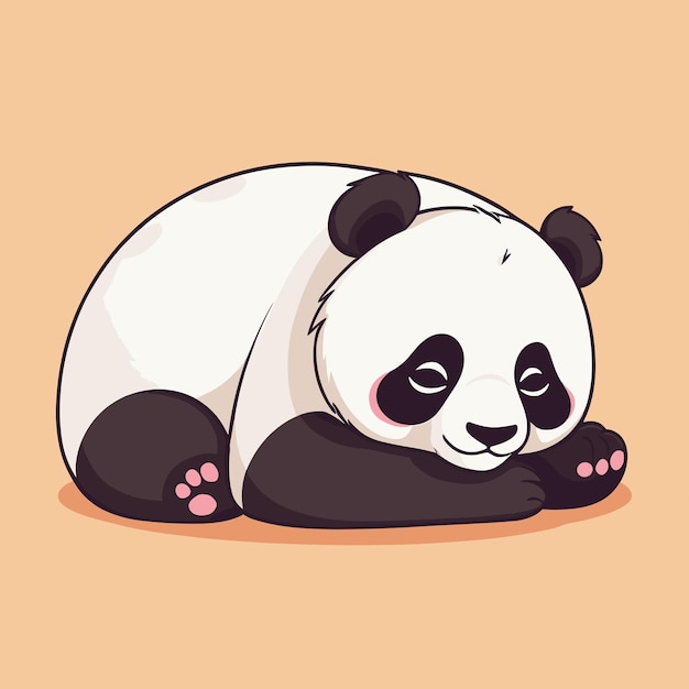 Adorável panda de desenho animado dormindo no chão ilustração vetorial