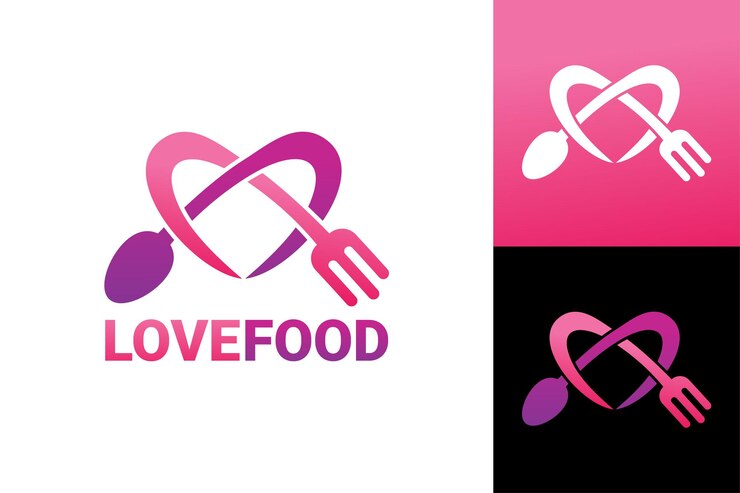 Adoro comida logo modelo vetor premium