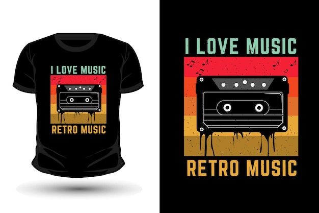 Adoro música retro, mercadoria, silhueta, design de t-shirt