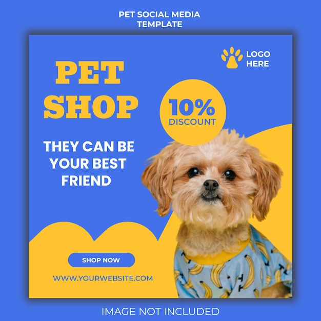 Vetor adote um design de modelo de postagem de mídia social para animais de estimação