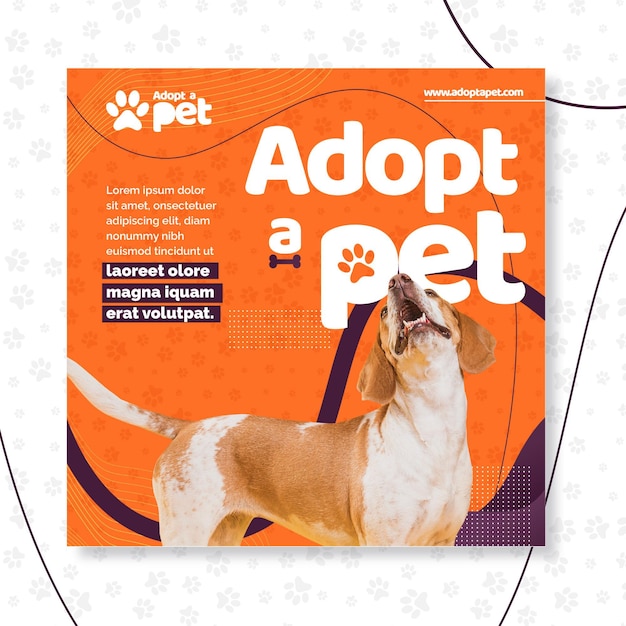 Vetor adote um modelo de panfleto para animais de estimação
