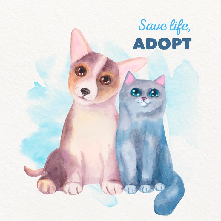 Vetor adote uma ilustração de aquarela para animais de estimação