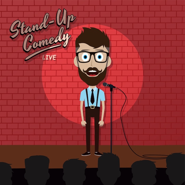 Adulto masculino levantar personagem de desenho animado comediante
