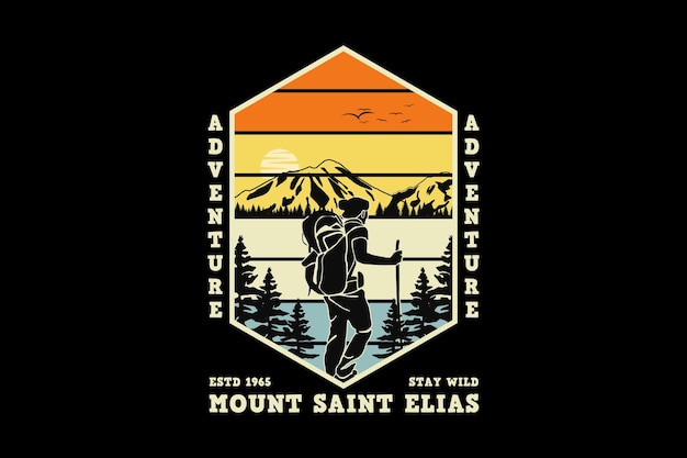 Adventure mount saint elias, design elegante em estilo retro