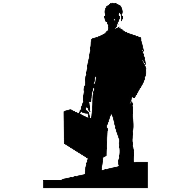 Advogado com maleta e gavel silhouette vetor