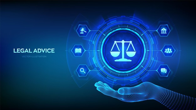 Advogado do trabalho Advogado Advogado Conceito de assessoria jurídica na tela virtual Internetlaw e cyberlaw