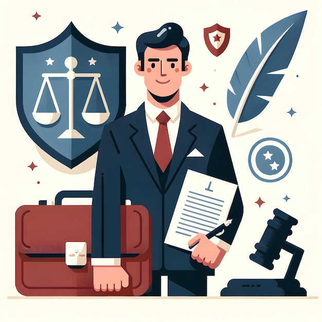 Vetor advogado masculino com design vetorial de maleta