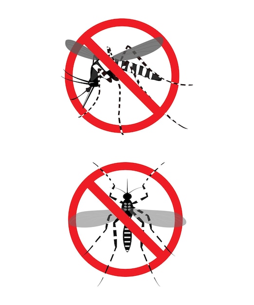 Aedes Aegypti Mosquito stilt com ilustração de estoque de sinais proibidos