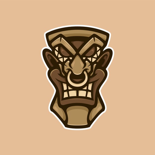 African mask wood logo