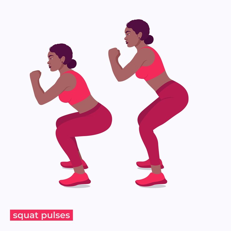 Vetor agachamento pulsos exercício mulher treino fitness aeróbica e exercícios