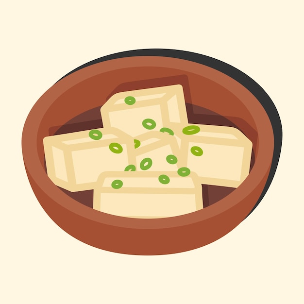 Vetor agedashi tofu comida japonesa ilustração vetorial de comida desenhada à mão