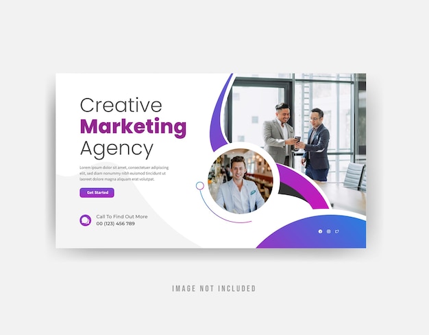 Agência de marketing criativo Vetor premium de design de miniaturas do YouTube