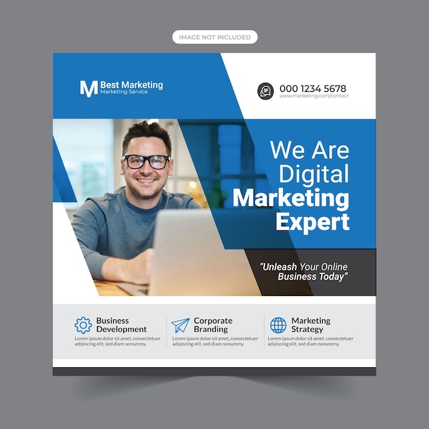 Agência de marketing digital e banner de mídia social corporativa ou modelo de postagem do Instagram