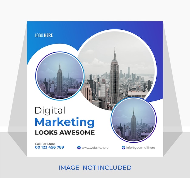 Agência de marketing digital e banner de modelo de postagem do instagram