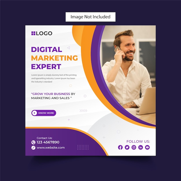Agência de marketing digital e banner de postagem de mídia social quadrado panfleto de negócios corporativos