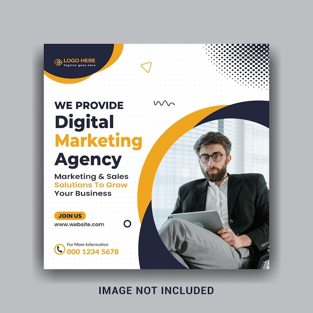 Agência de marketing digital e design de modelo de postagem de mídia social corporativa criativa