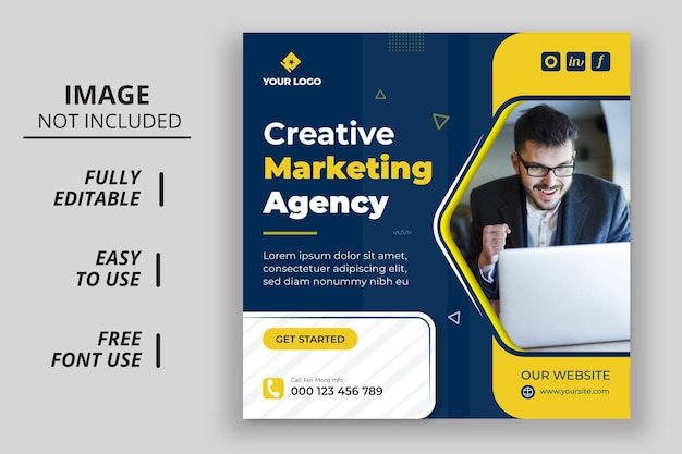 Agência de marketing digital e mídia social corporativa postam banner