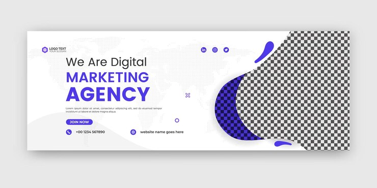 Agência de marketing digital e modelo de banner corporativo do Facebook