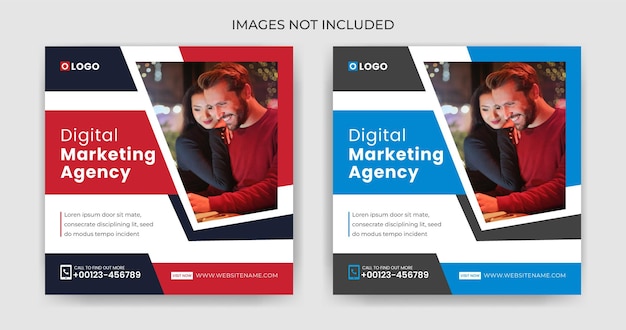 Agência de marketing digital e modelo de banner de postagem de mídia social corporativa