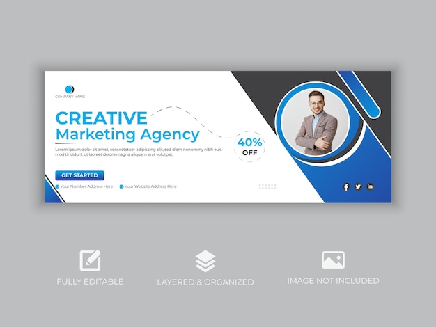 Agência de marketing digital e modelo de design de capa corporativa do Facebook