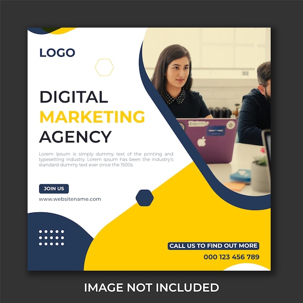 Agência de marketing digital e modelo de postagem de mídia social corporativa moderna