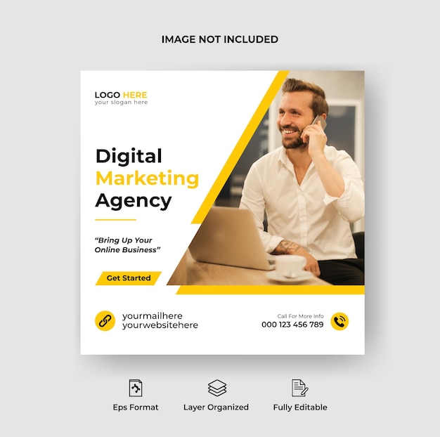 Agência de marketing digital e modelo de postagem de mídia social corporativa