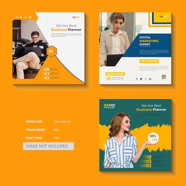 Agência de marketing digital e modelo de postagem de mídia social corporativa