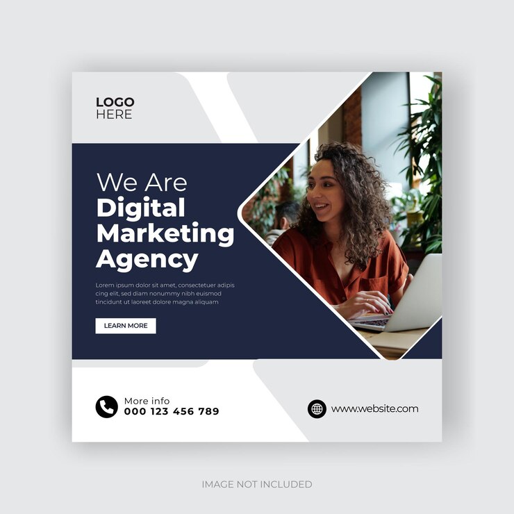Agência de marketing digital e modelo de postagem de mídia social corporativa