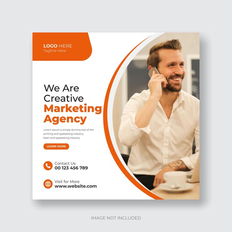 Agência de marketing digital e modelo de postagem de mídia social corporativa