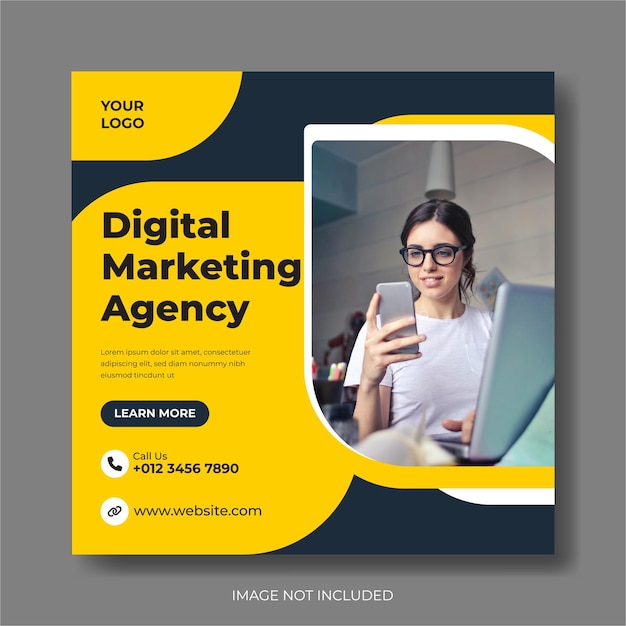 Agência de marketing digital e modelo de postagem de mídia social corporativa