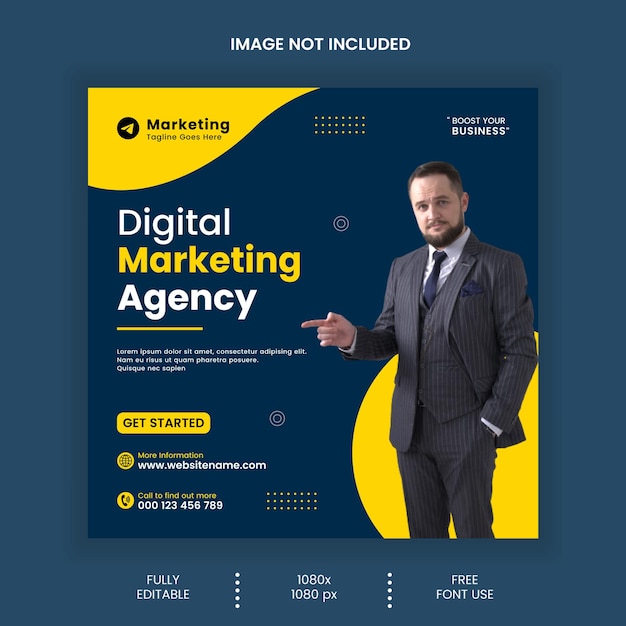 Agência de marketing digital e modelo de postagem de mídia social corporativa