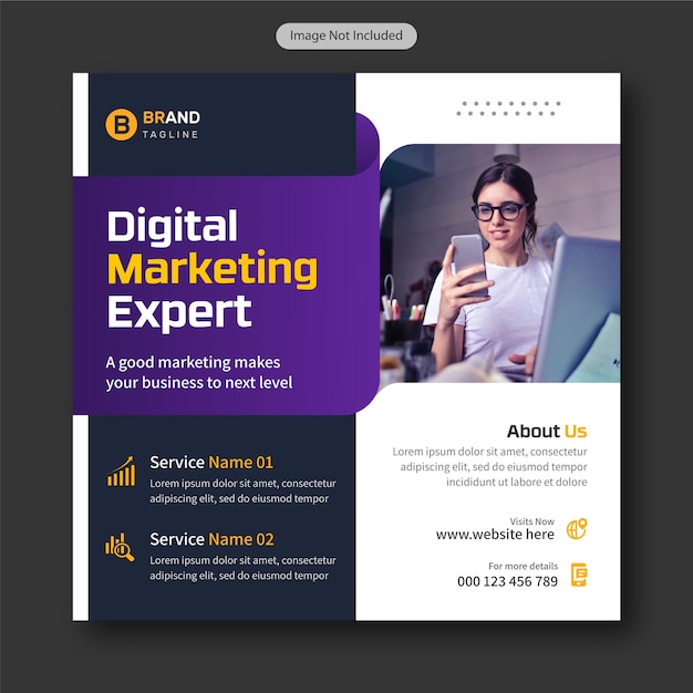 Agência de marketing digital e postagem de mídia social corporativa e modelo de banner da web de postagem do instagram