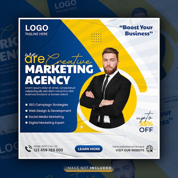 Agência de marketing digital mídia social instagram post de negócios corporativos flyer quadrado banner web