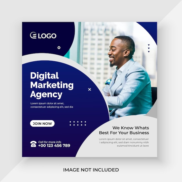 Agência de marketing digital ou vetor premium de pós-modelo de mídia social corporativa