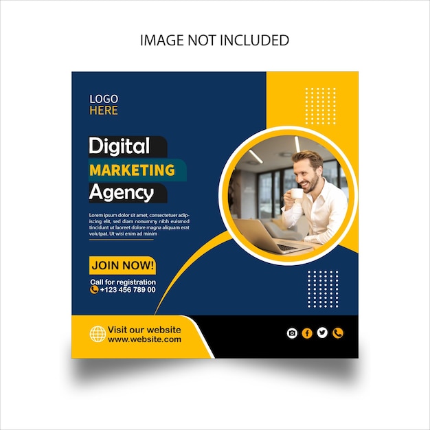 Agência de marketing digital postagem de mídia social e modelo de design corporativo