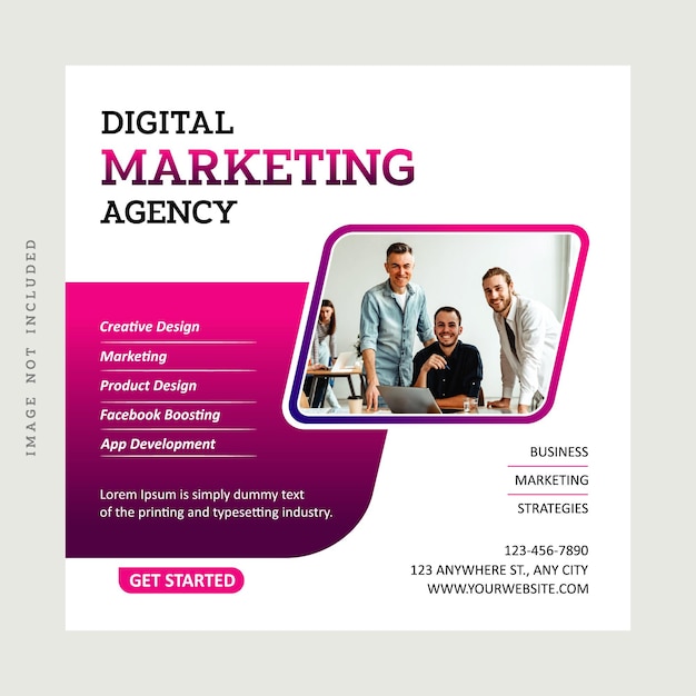 Agência de marketing digital promoção de negócios modelo de postagem de mídia social corporativa