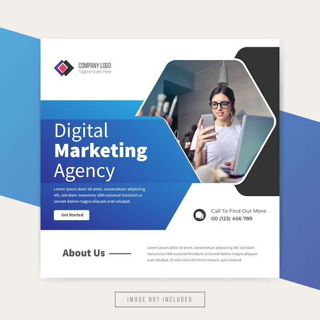 Agência de marketing digital vetor premium de design de modelo de postagem de mídia social