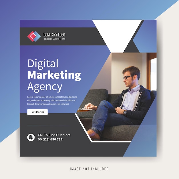 Agência de marketing digital vetor premium de design de modelo de postagem de mídia social