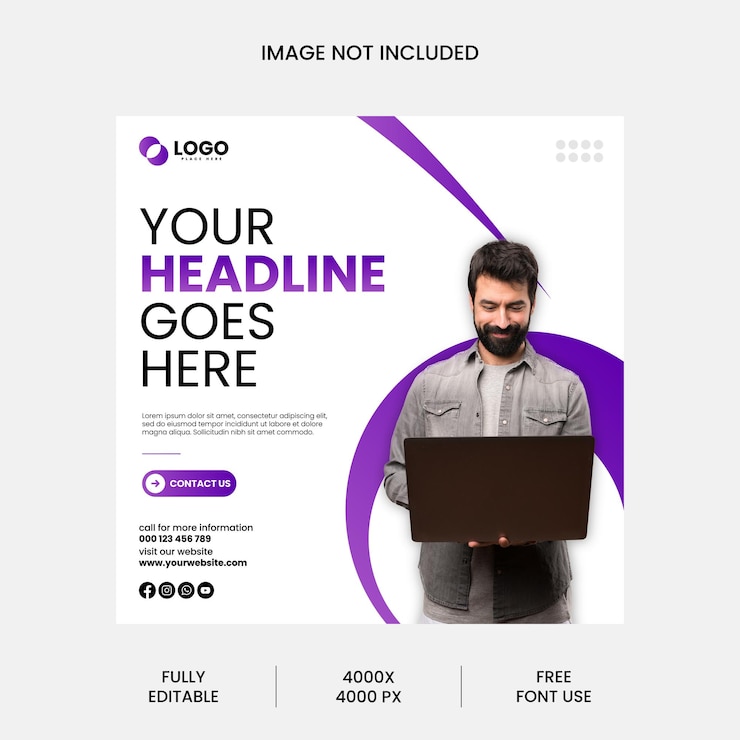 Vetor agência de marketing digital vetorial e banner de mídia social corporativa ou modelo de postagem do instagram